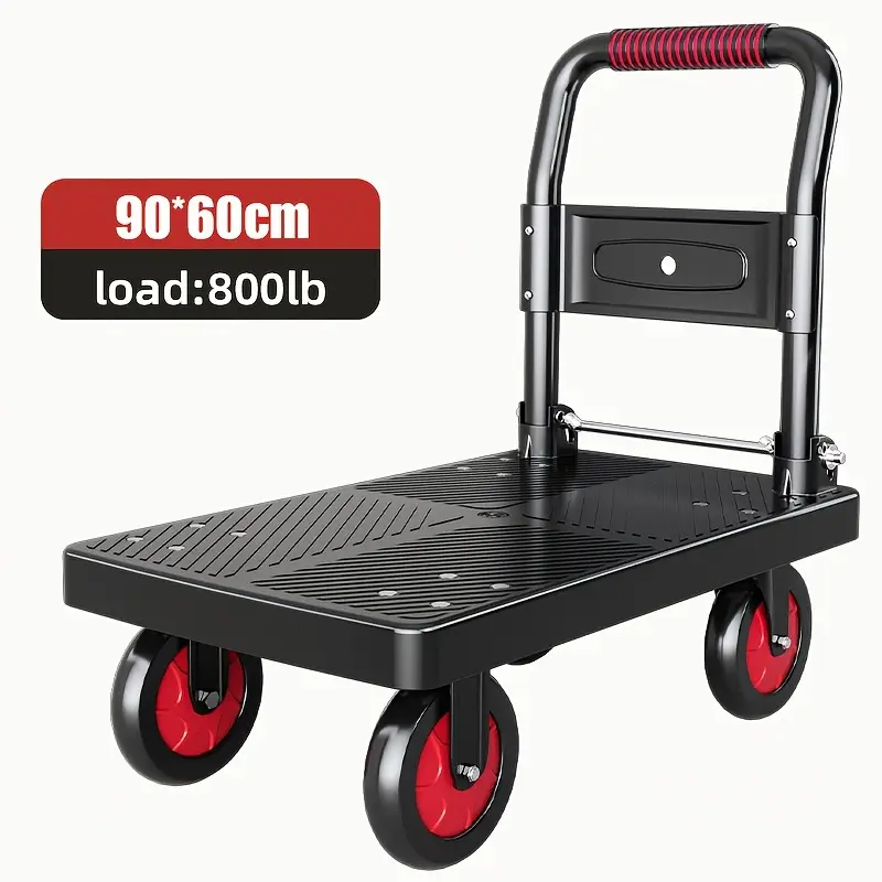 Heavy-Duty Folding Hand Cart with Silent Swivel Wheels, 660 Lbs Capacity - Black and Metallic Gray, Portable Utility Cart for Moving, Carrying Goods, Home Renovation,