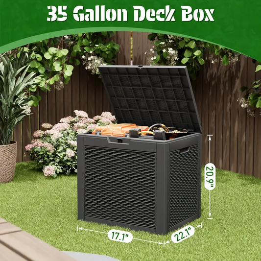 35 Gallon Waterproof Outdoor Deck Box W/Locking Hole