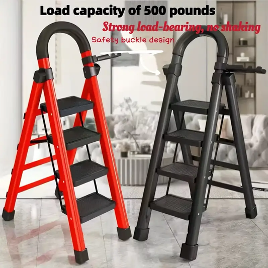 1pc Heavy-Duty 3/4/5-Step Folding Ladder 500lb Capacity, Durable Plastic with Anti-Slip Pedals, Lightweight Portable Step Stool for Household & Industrial Use, Industrial Steps, Spacesaving Steps, Highcapacity Ladder,