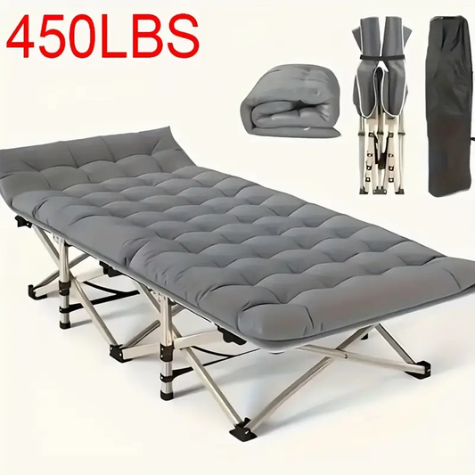 75 Inch Outdoor Folding Bed, Camping Bed With Flip Mattress