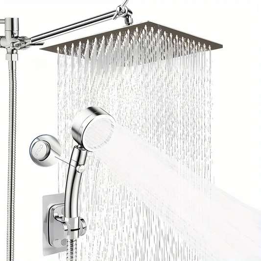 Shower Head, High-pressure Showerhead/handheld Shower Combination, with 8-inch Top Spray, 9 Adjustable Leak Proof Shower Heads,