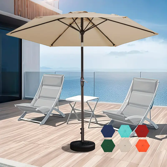 MEWAY 10FT/9FT/7.5FT Durable UV Protection Large Outdoor Patio Umbrella - Waterproof, Windproof with Easy Push Button Tilt And Crank System, Perfect for Backyard, Beach, And Poolside Shade