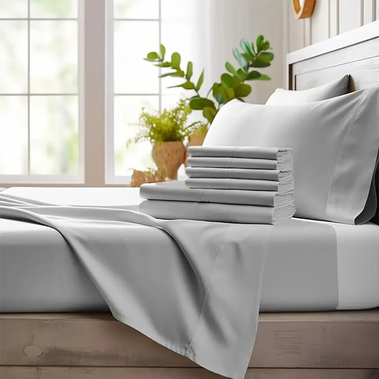 3pcs Set Bed Sheet Set, Bamboo Fiber Woven Solid Color