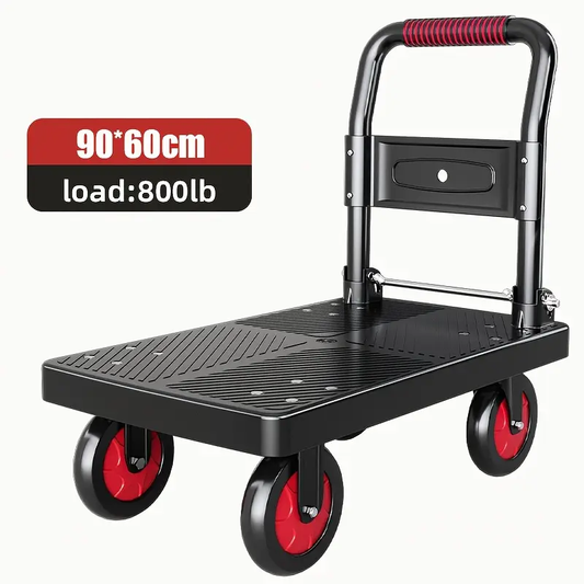 Heavy-Duty Folding Hand Cart with Silent Swivel Wheels, 660 Lbs Capacity - Black and Metallic Gray, Portable Utility Cart for Moving, Carrying Goods, Home Renovation,