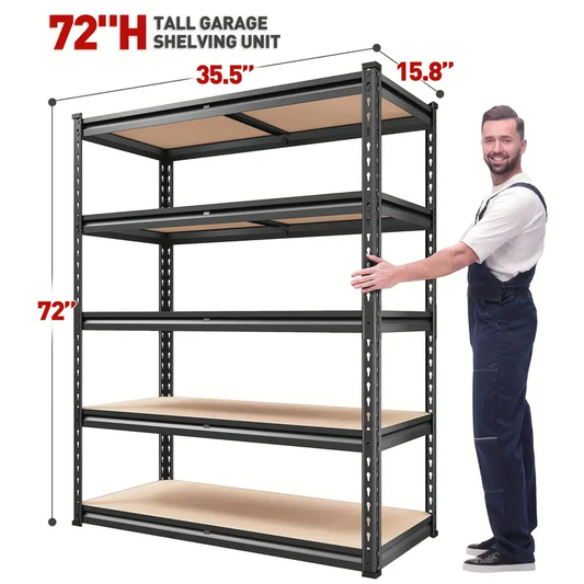 2000LBS Garage Shelving Storage Shelves Heavy Duty Shelving 5 Tier Metal Shelving Units For Garage Shelves 72"H X35.5"W X 15.8"D,